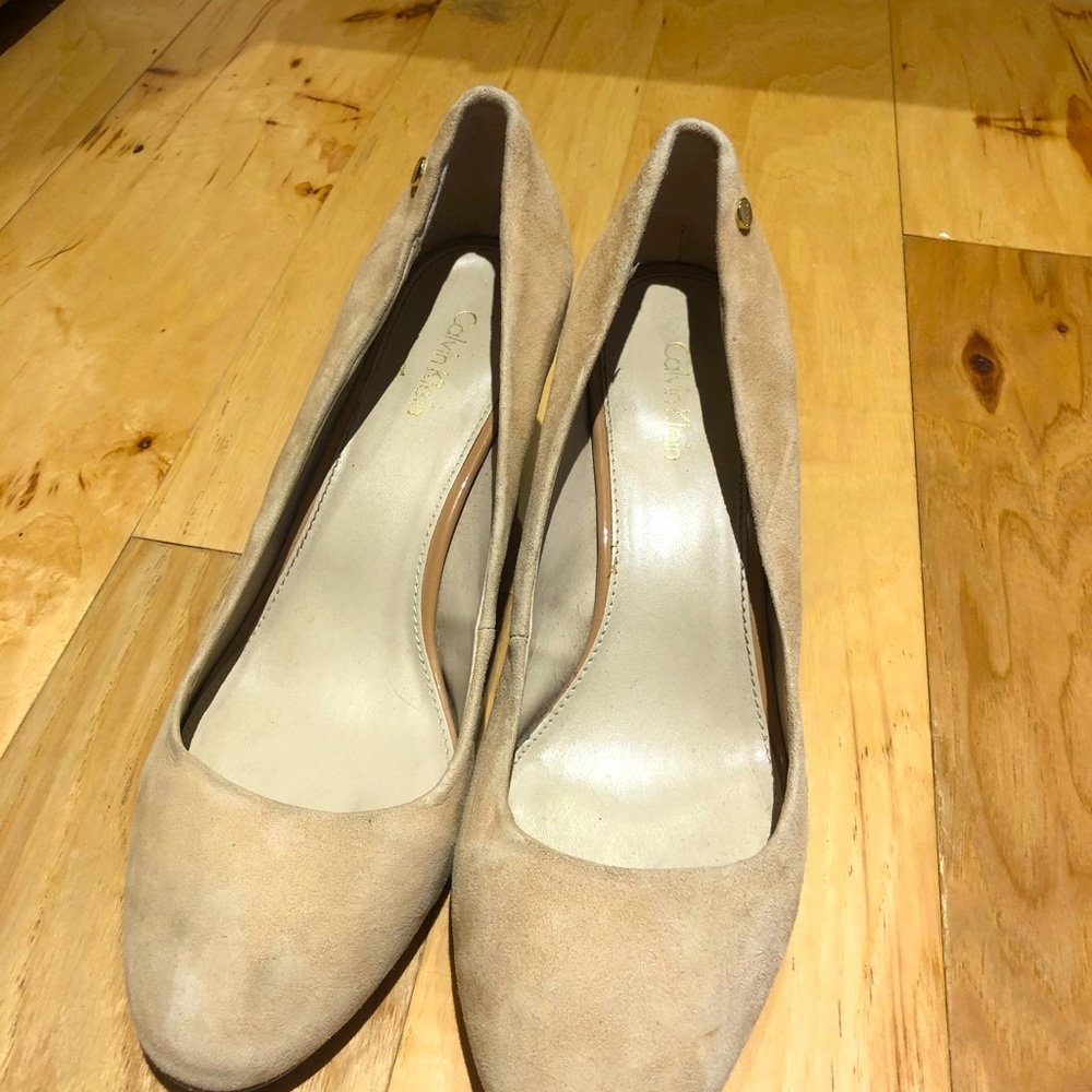 Calvin Klein faux suede pink heels